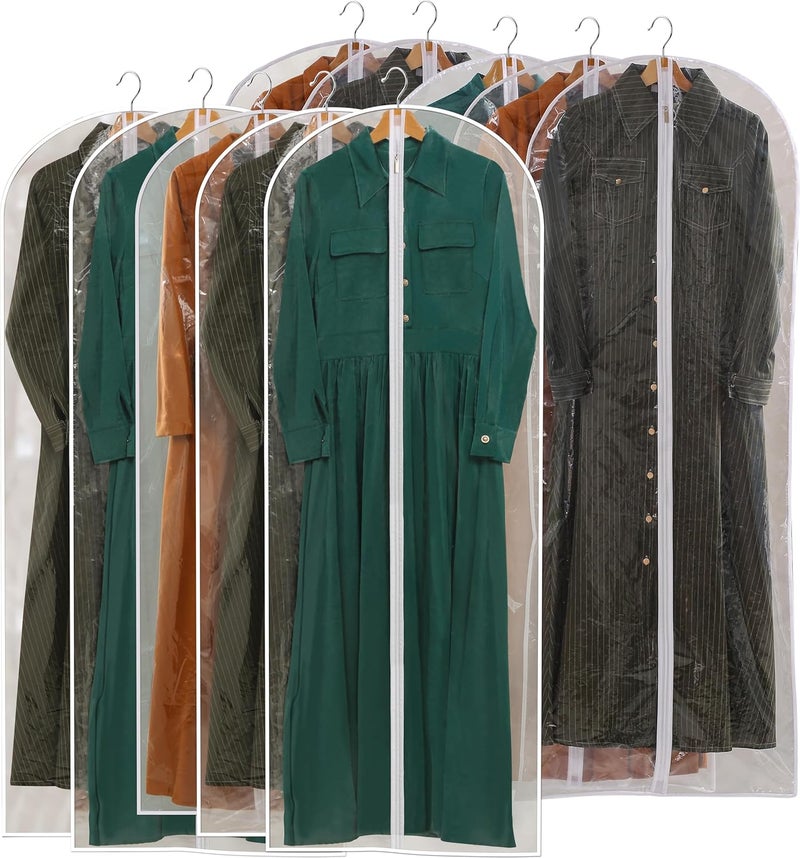 Perber All Clear Garment Bags for Hanging Clothes, 60" Dress Bags for Gowns Long, Plastic Dustproof Dress Garment Bag, Long Dress Bag with Zipper for gown, winter long coats, dance costume（10 Packs） - Image 1